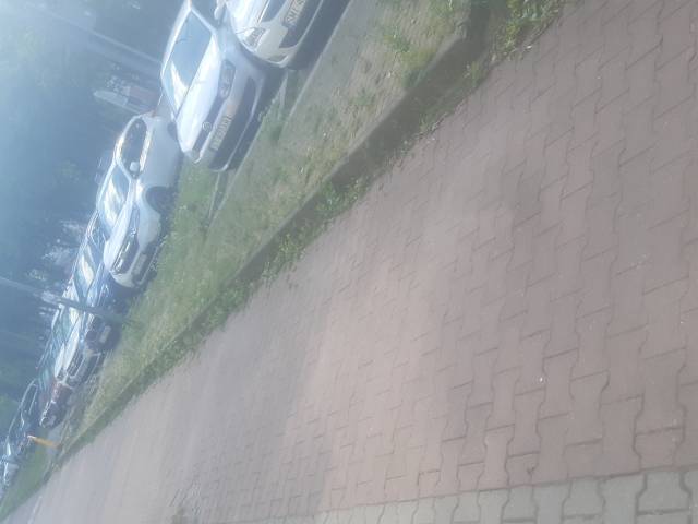 Zarastajacy trawą chodnik I parking
