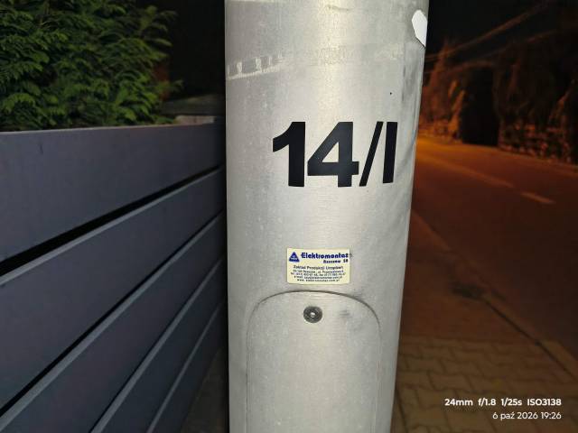 Nie świeci latarnia przydrożna nr 14/I